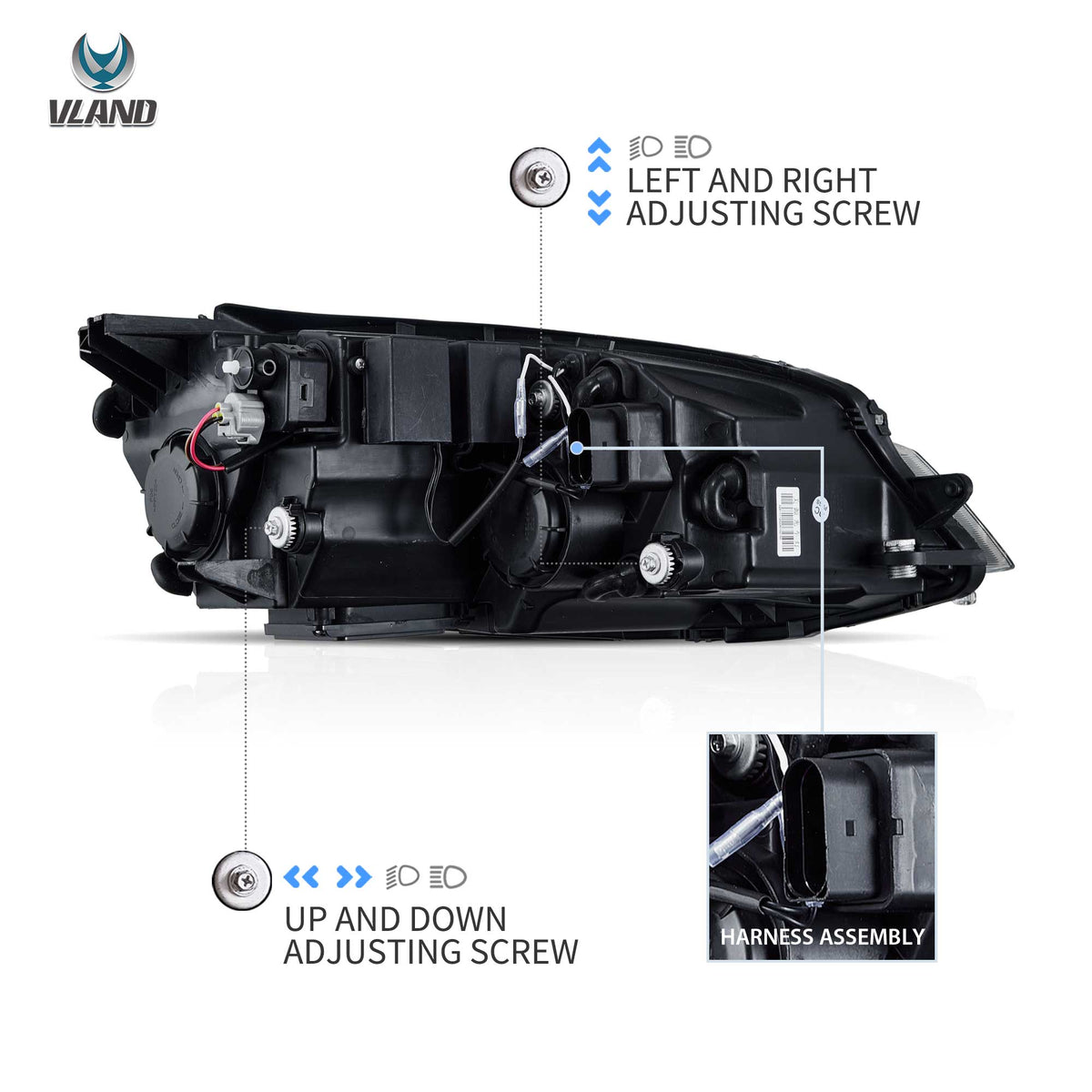 Faros delanteros VLAND 12-16 Volkswagen Golf MK7 Full LED proyector LED — LED E-Mark | imagen 7