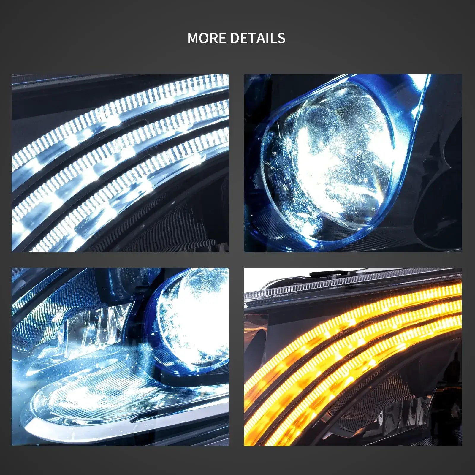 Faros delanteros VLAND 16-23 Mercedes Benz Metris / Vito 3th Gen (W447) LED Matrix negros — LED E-Mark | imagen 7