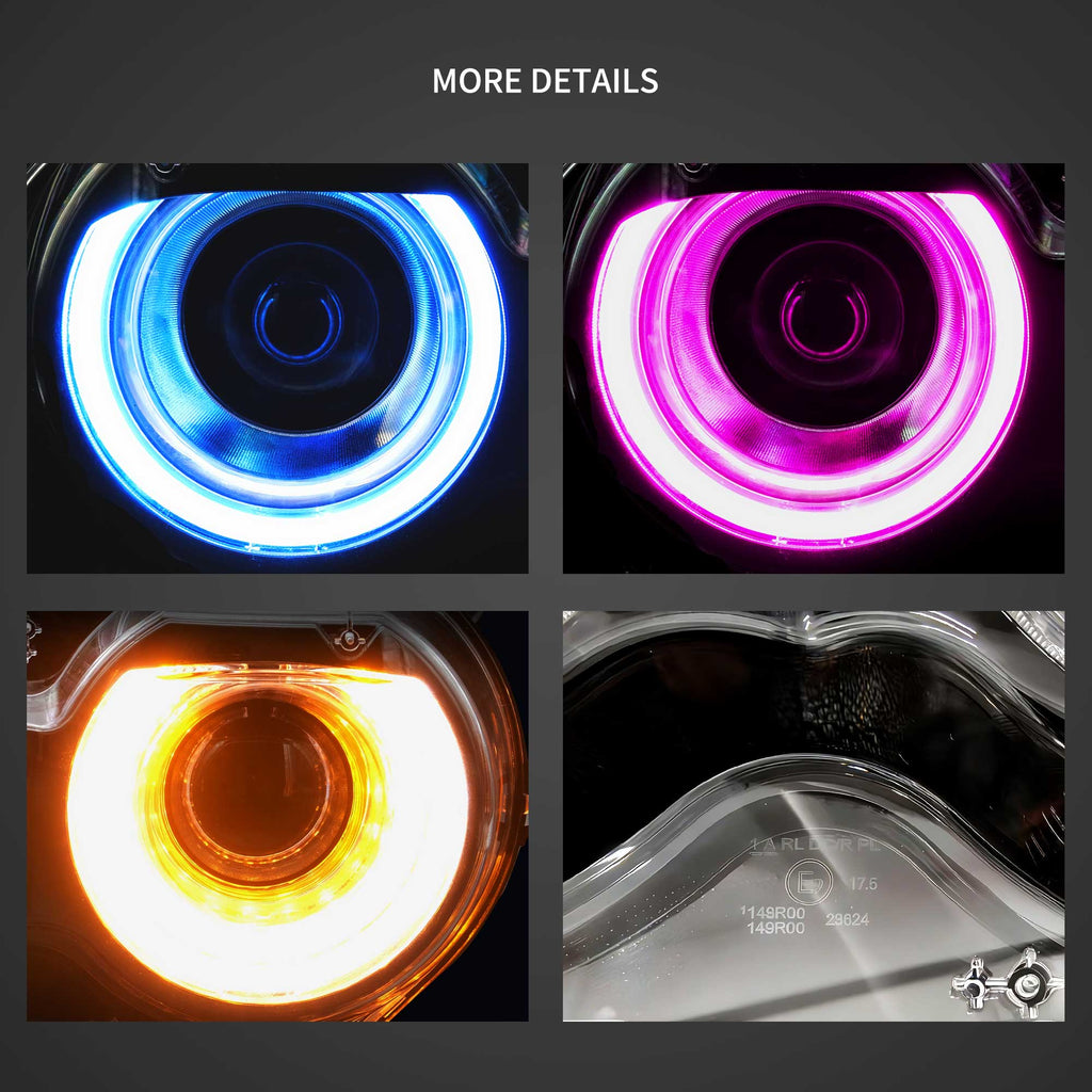 Faros delanteros VLAND 15-24 Dodge Challenger RGB proyector Bi-LED negros — LED E-Mark | imagen 5