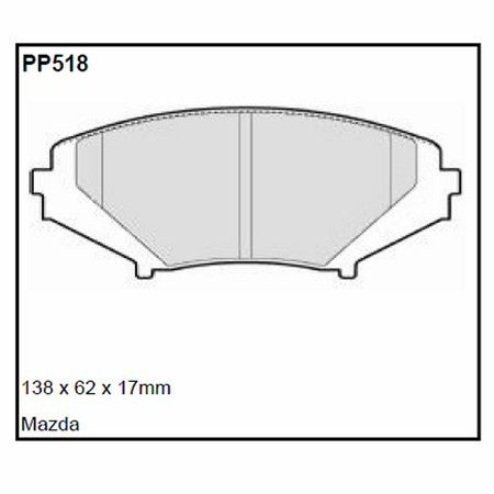 Pastillas de freno Black Diamond Rayado 12 BDPP518 para Mazda Rx8