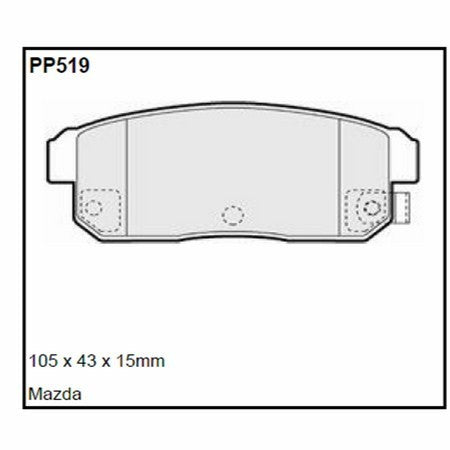 Pastillas de freno Black Diamond Rayado 12 BDPP519 para Mazda Rx8
