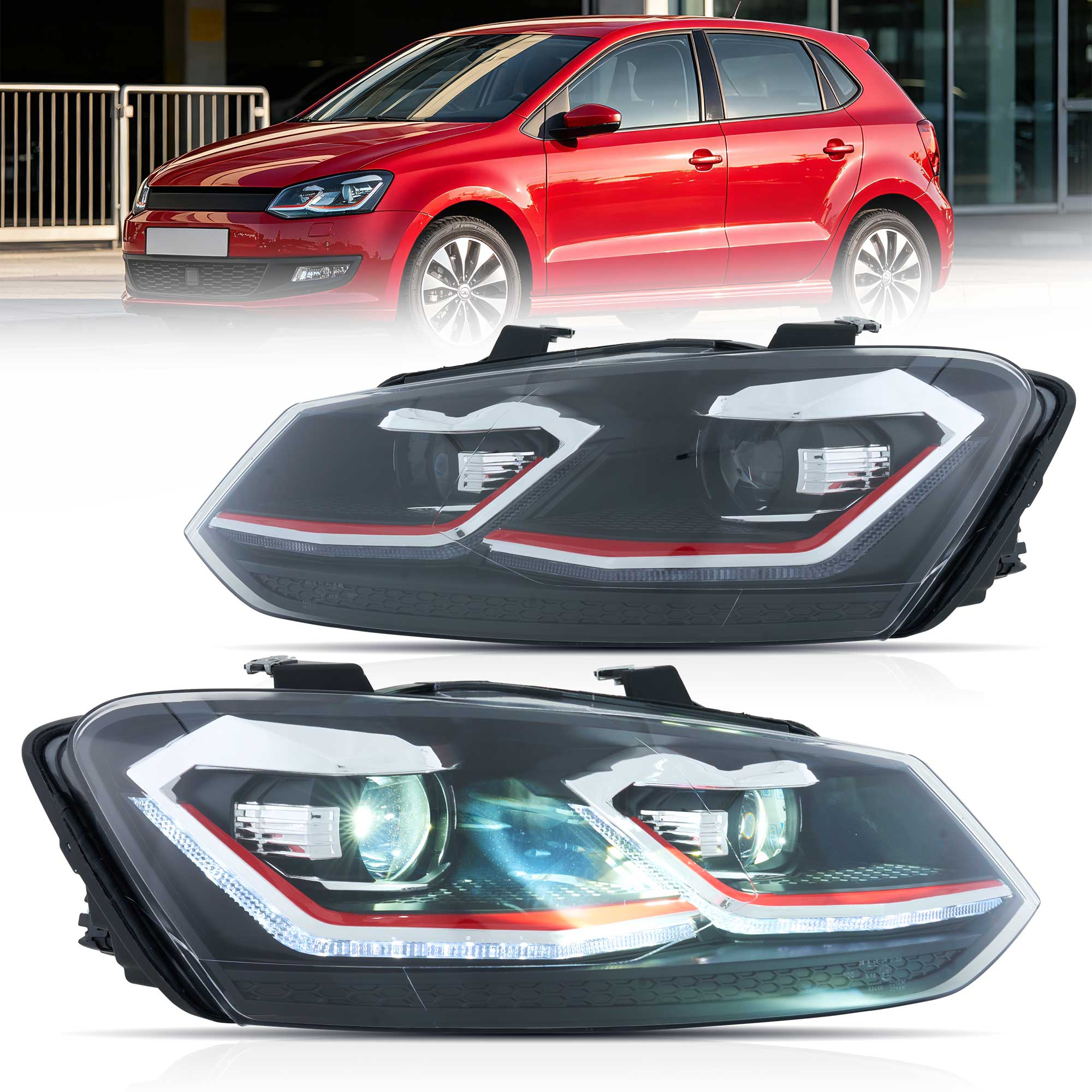 Faros delanteros VLAND 2009-2018 VW Polo MK5 6R 6C Full LED Golf MK7.5 Style — LED E-Mark | imagen 2