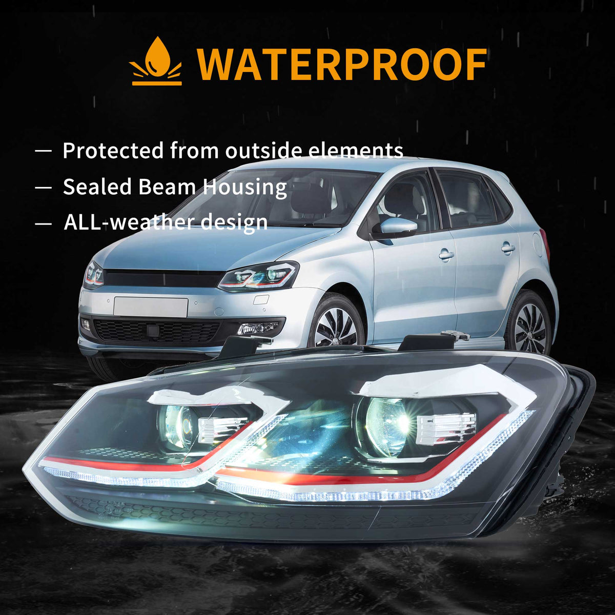 Faros delanteros VLAND 2009-2018 VW Polo MK5 6R 6C Full LED Golf MK7.5 Style — LED E-Mark | imagen 11