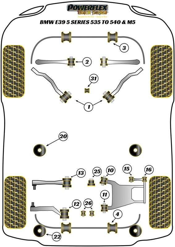 Delantero Interior Track Brazo De Suspension Silentblock Powerflex PFF5-502 APEXCORSE imagen 3