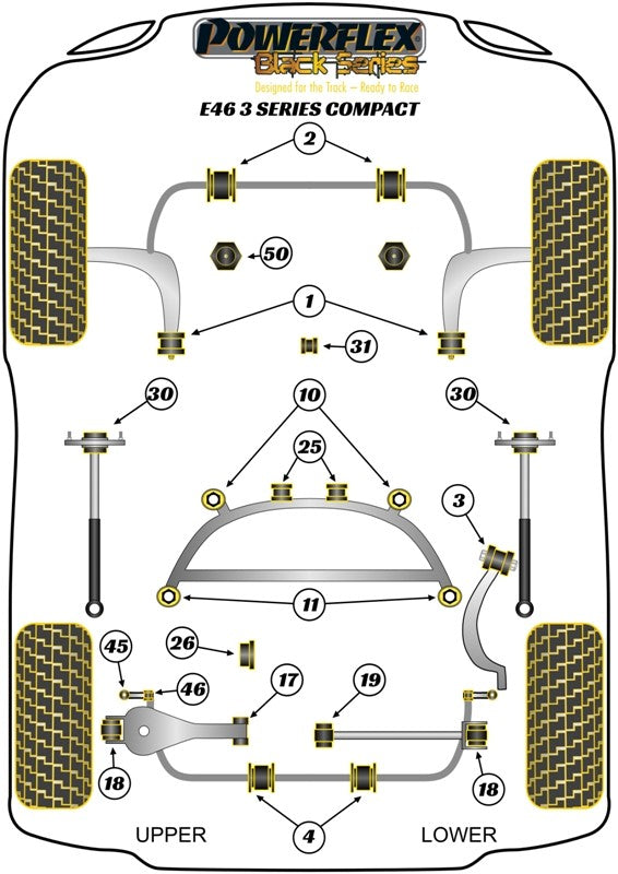 Trasero Subchasis Delantero Silentblock Powerflex PFR5-4610BLK APEXCORSE imagen 3