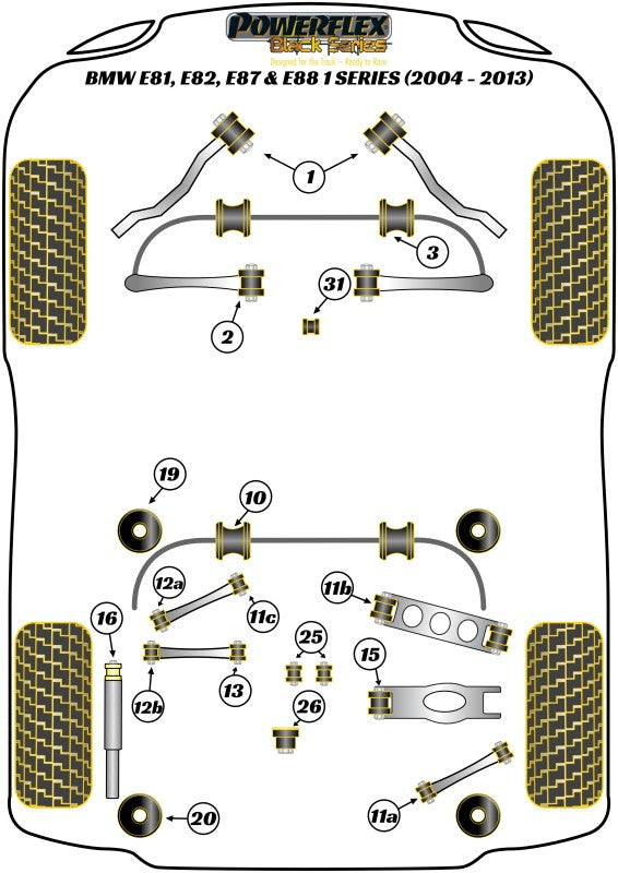 Trasero Subchasis Delantero Montaje Silentblock Anti Squat (Track/Msport) Powerflex PFR5-1220BLK APEXCORSE imagen 3