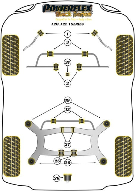Trasero Diferencial Delantero Silentblock Insert Powerflex PFR5-1927BLK APEXCORSE imagen 3