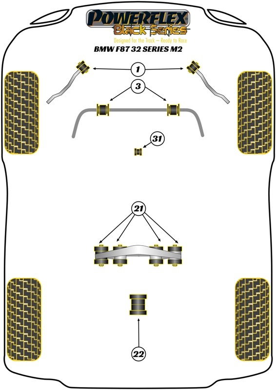Delantero Brazo Radial A Chassis Silentblock Powerflex PFF5-4001 APEXCORSE imagen 3