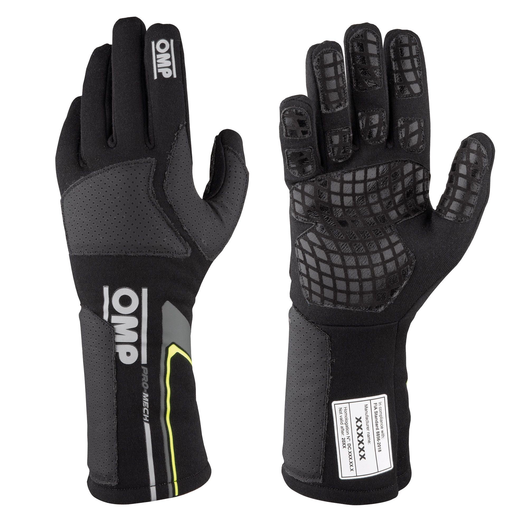 OMP GUANTES PRO MECH EVO NEGRO TG. XL FIA 8856-2018 - OMP original APEXCORSE imagen 1