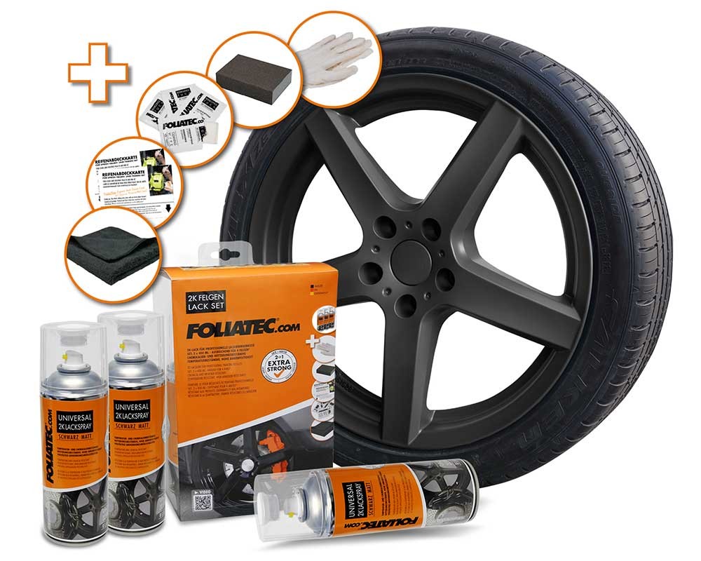 FOLIATEC Kit Pintura En Spray Para Llantas 2C Negro Mate - FOLIATEC original APEXCORSE