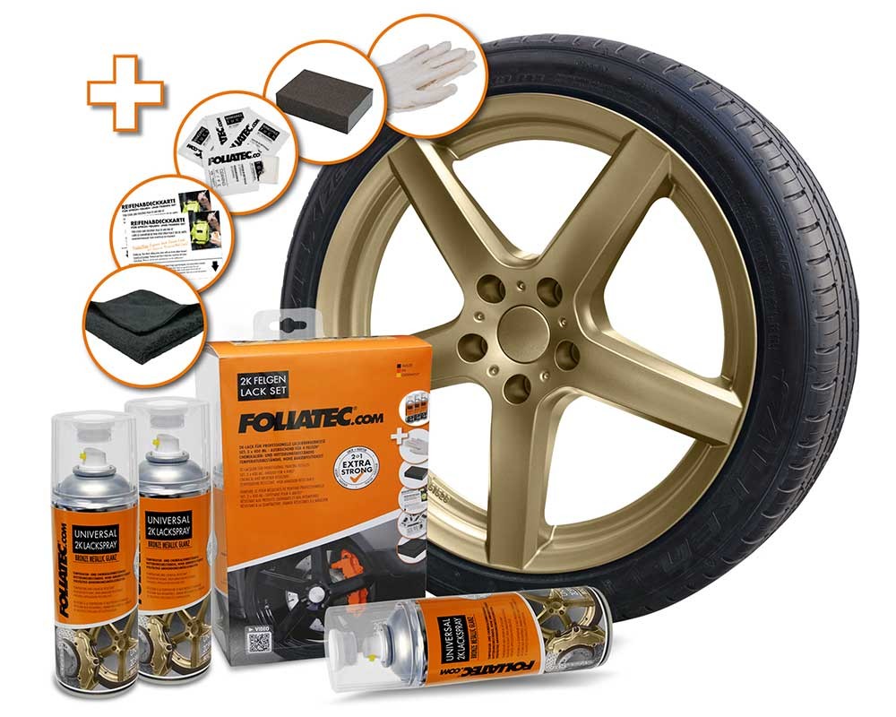 FOLIATEC Kit Pintura En Spray Para Llantas 2C Bronce Metálico Brillante - FOLIATEC original APEXCORSE