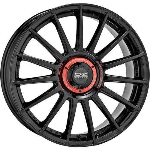 OZ LLANTA SUPERTUR EVOLUZIONE 8,5x19 5x108 ET 45 NEGRO BRILLANTE + RED LETTERING