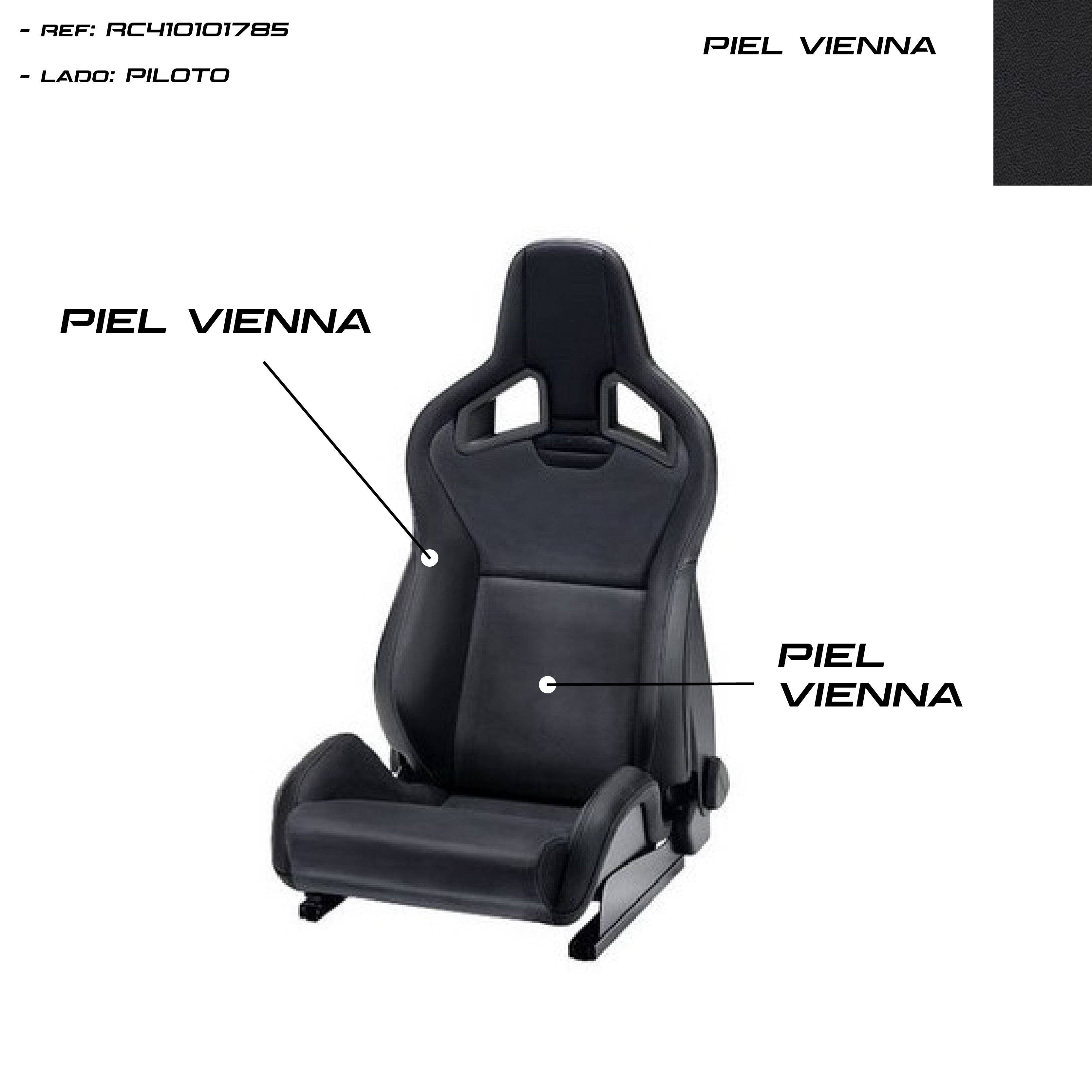 Asiento RECARO Sportster CS Calefaccion Piel Vienna Negro Piloto - RECARO original APEXCORSE