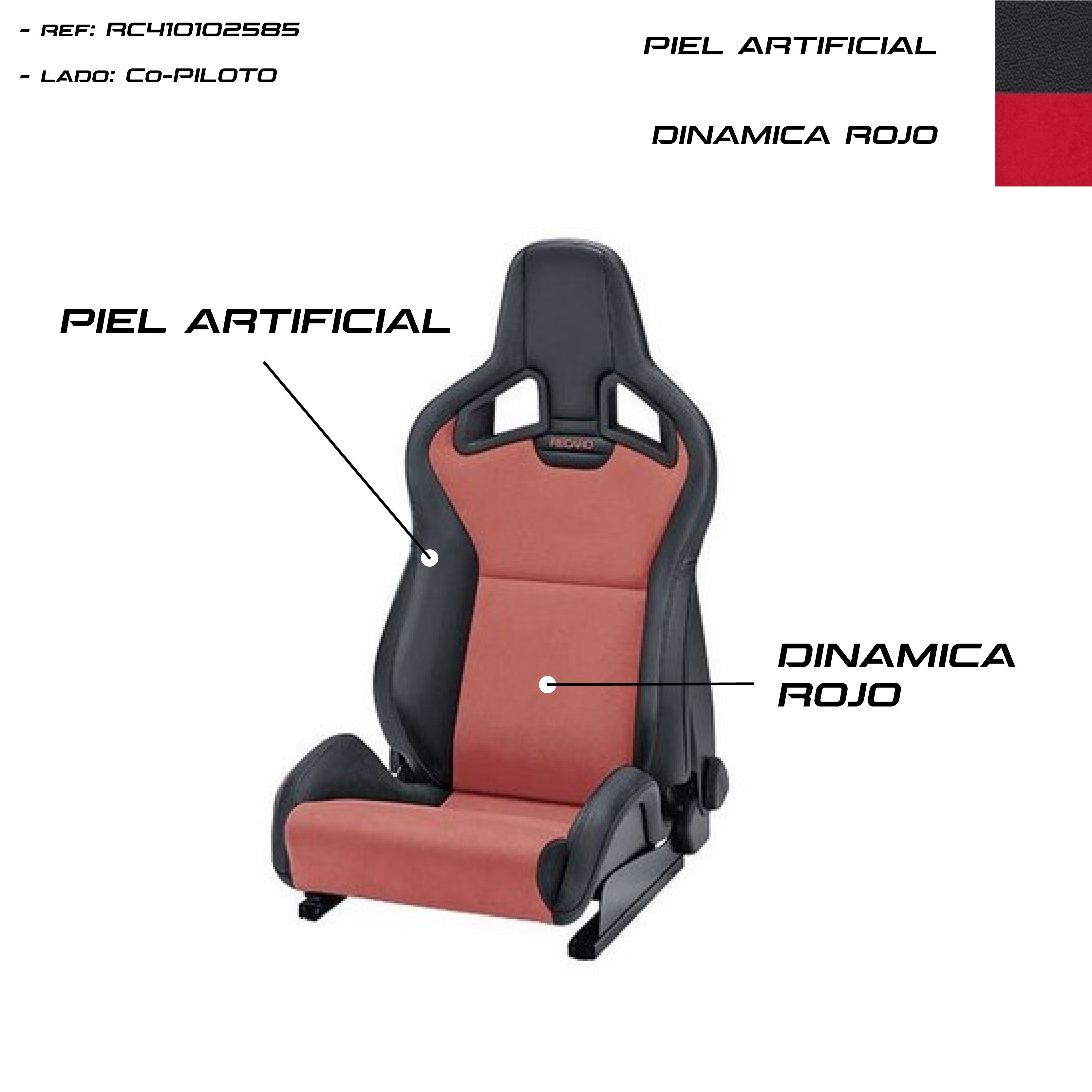 Asiento RECARO Sportster CS Calefaccion Piel Artificial Negro/Dinamica Rojo Copiloto - Imagen 3 RECARO APEXCORSE