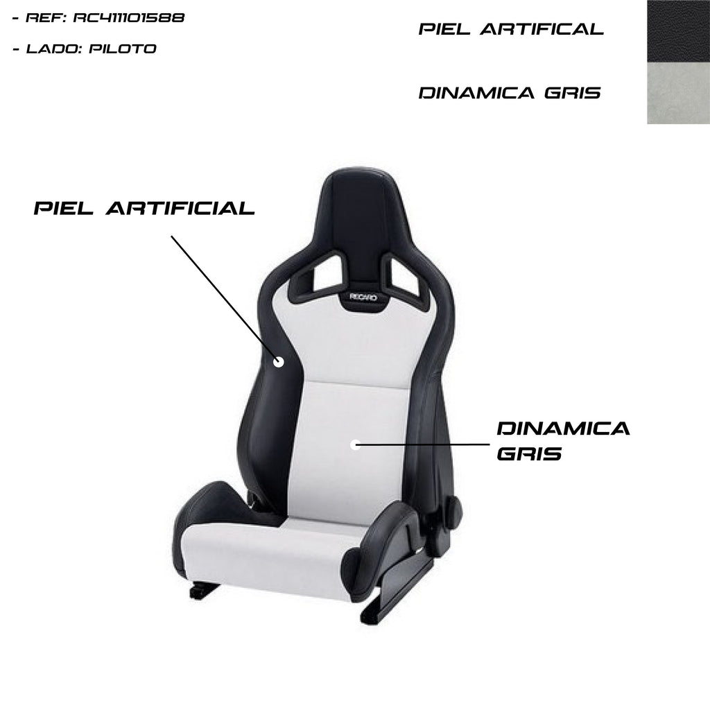 Asiento RECARO Sportster CS Airbag Calefaccion Piel Artificial Negro/Dinamica Gris Piloto - Imagen 3 RECARO APEXCORSE