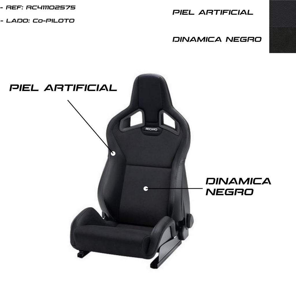 Asiento RECARO Sportster CS Airbag Calefaccion Piel Artificial Negro/Dinamica Negro Copiloto - Imagen 3 RECARO APEXCORSE