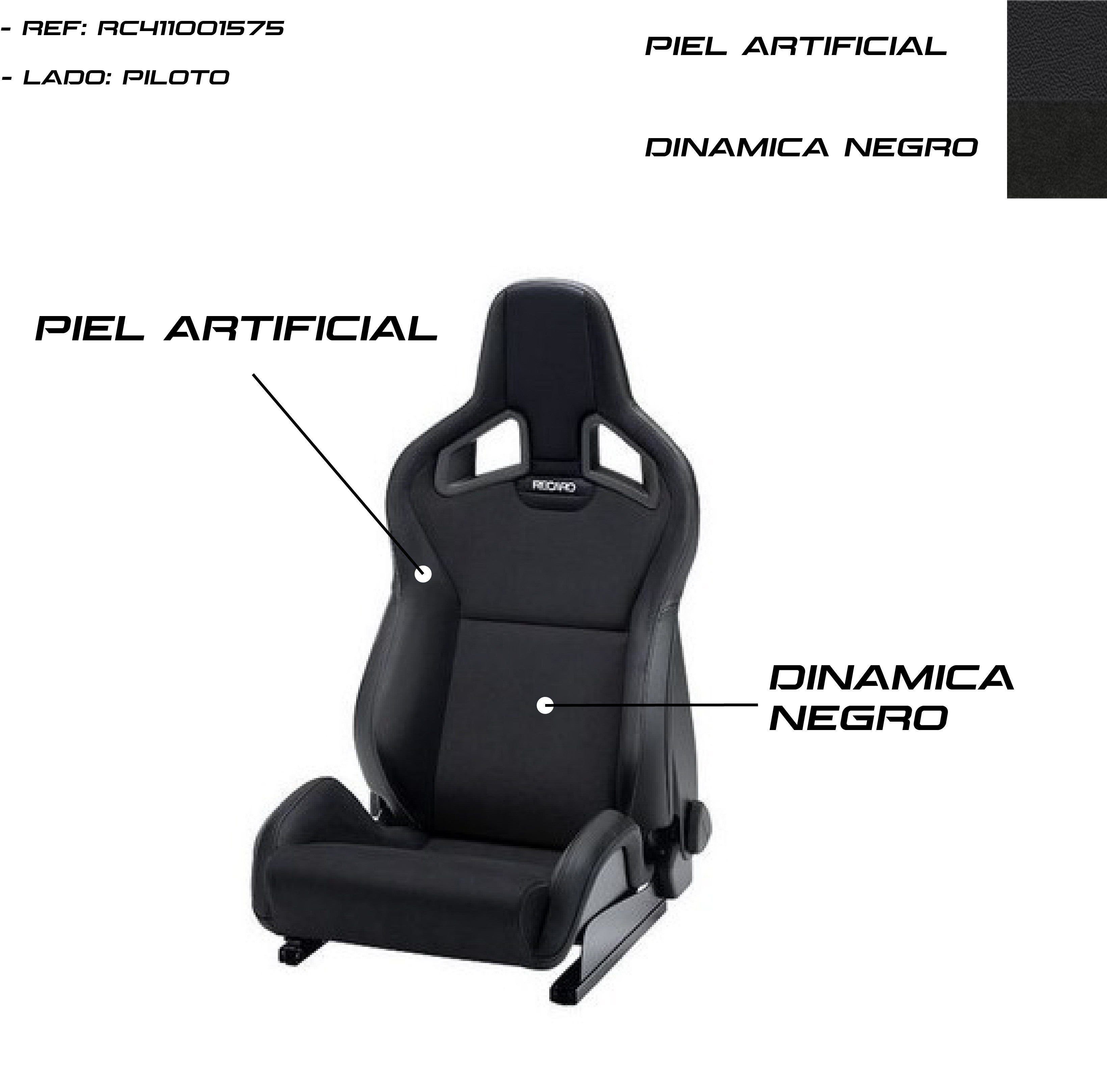 Asiento RECARO Sportster CS Airbag Piel Artificial Negro/Dinamica Negro Piloto - Imagen 3 RECARO APEXCORSE