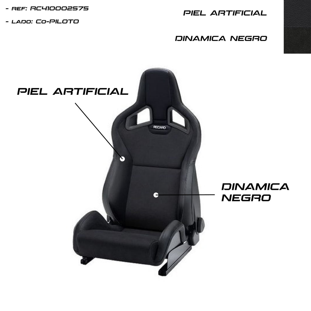 Asiento RECARO Sportster CS Piel Artificial Negro/Dinamica Negro Copiloto - Imagen 3 RECARO APEXCORSE