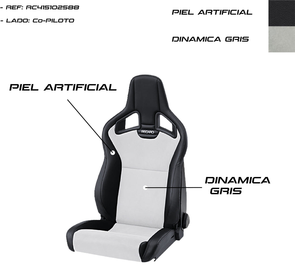 Asiento RECARO Cross Sportster CS Airbag Calefaccion Piel Artificial Negro/Dinamica Gris Copiloto - Imagen 5 RECARO APEXCORSE