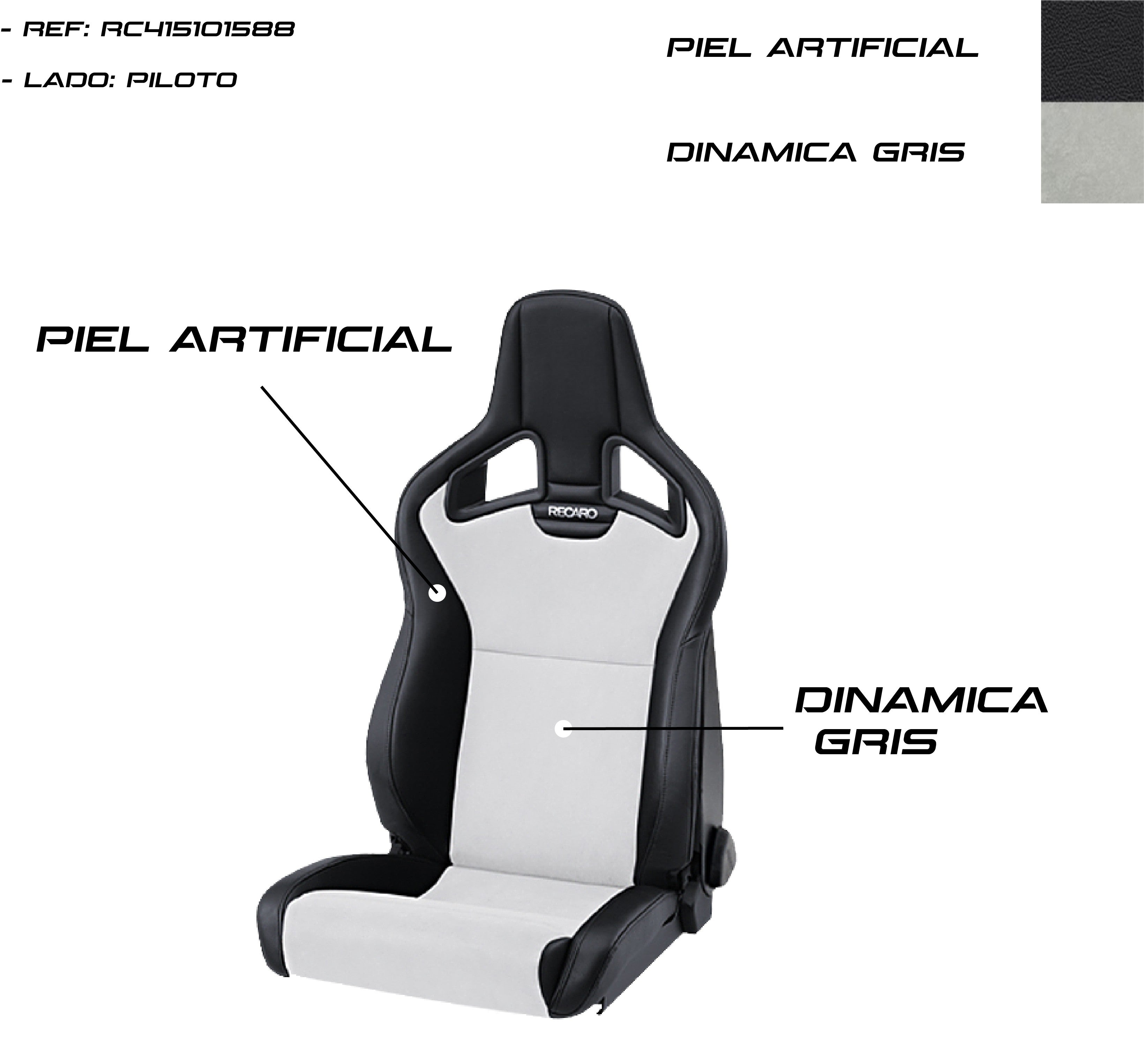 Asiento RECARO Cross Sportster CS Airbag Calefaccion Piel Artificial Negro/Dinamica Gris Piloto - Imagen 5 RECARO APEXCORSE