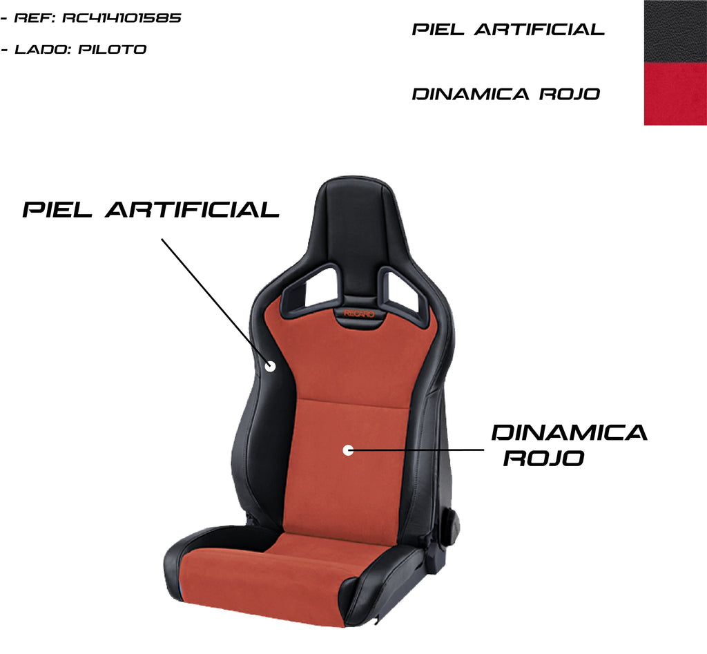 Asiento RECARO Cross Sportster CS Calefaccion Piel Artificial Negro/Dinamica Rojo Piloto - Imagen 4 RECARO APEXCORSE