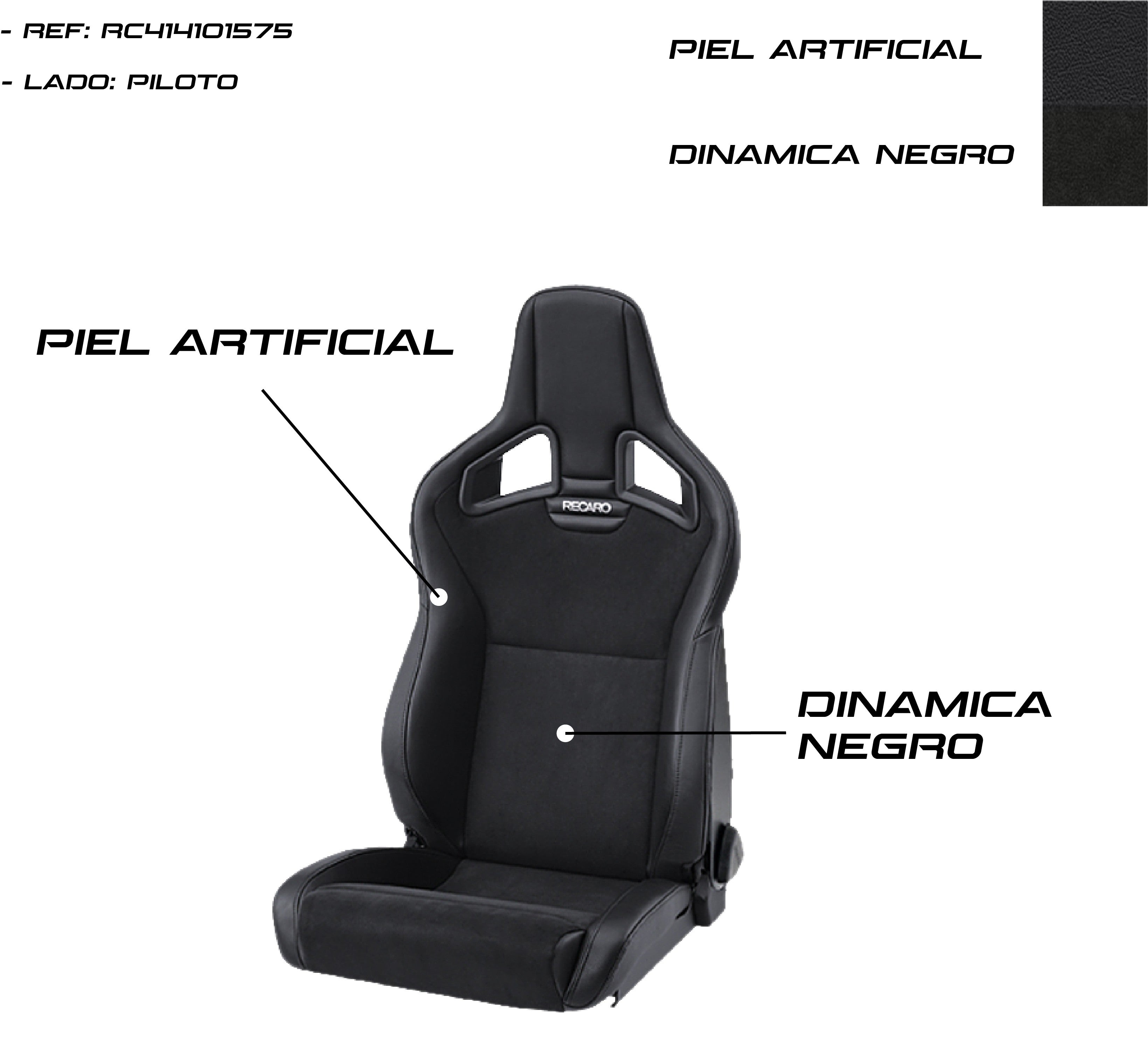 Asiento RECARO Cross Sportster CS Calefaccion Piel Artificial Negro/Dinamica Negro Piloto - Imagen 4 RECARO APEXCORSE