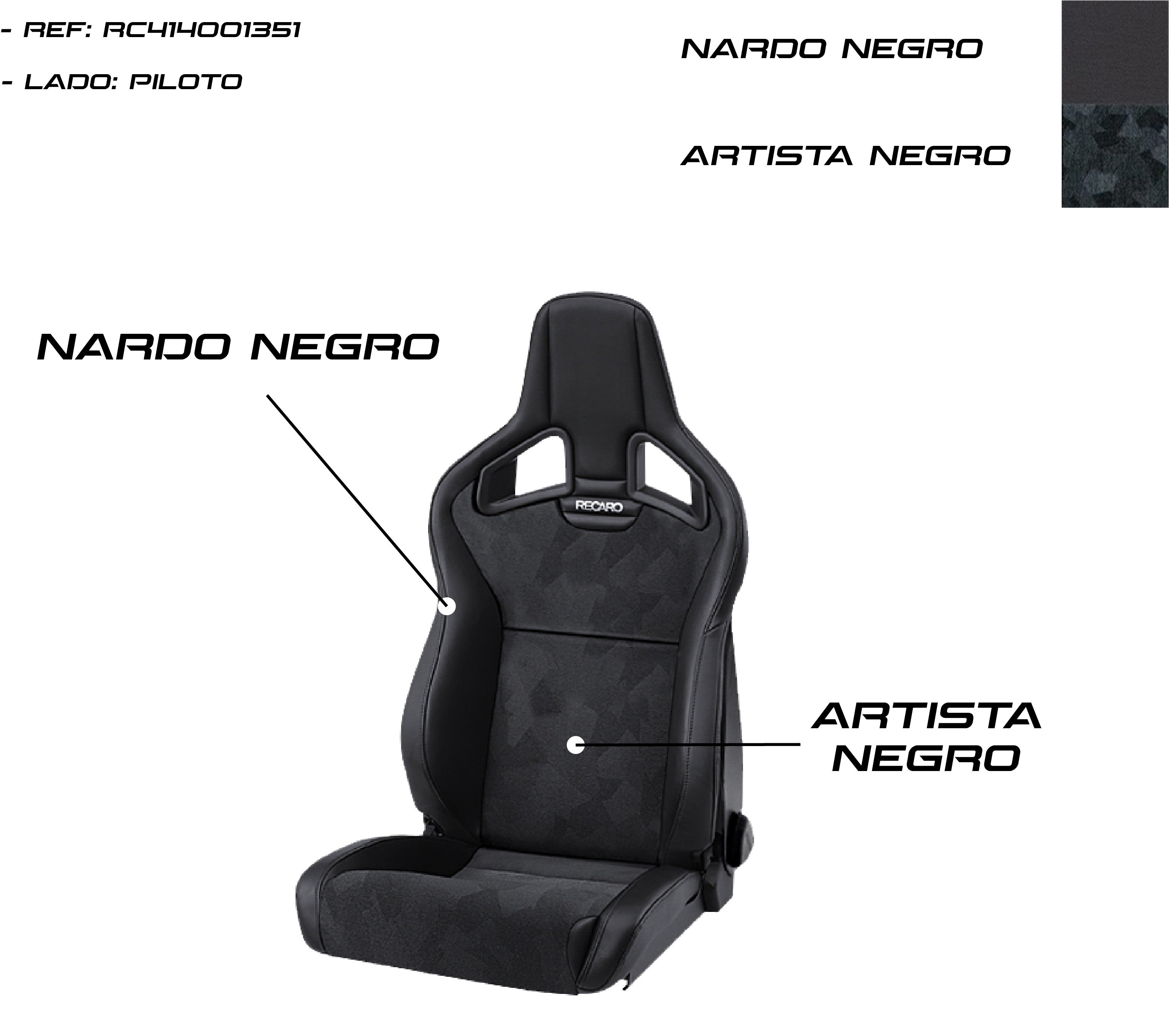 Asiento RECARO Cross Sportster CS Artista Negro/Nardo Negro Piloto - Imagen 4 RECARO APEXCORSE