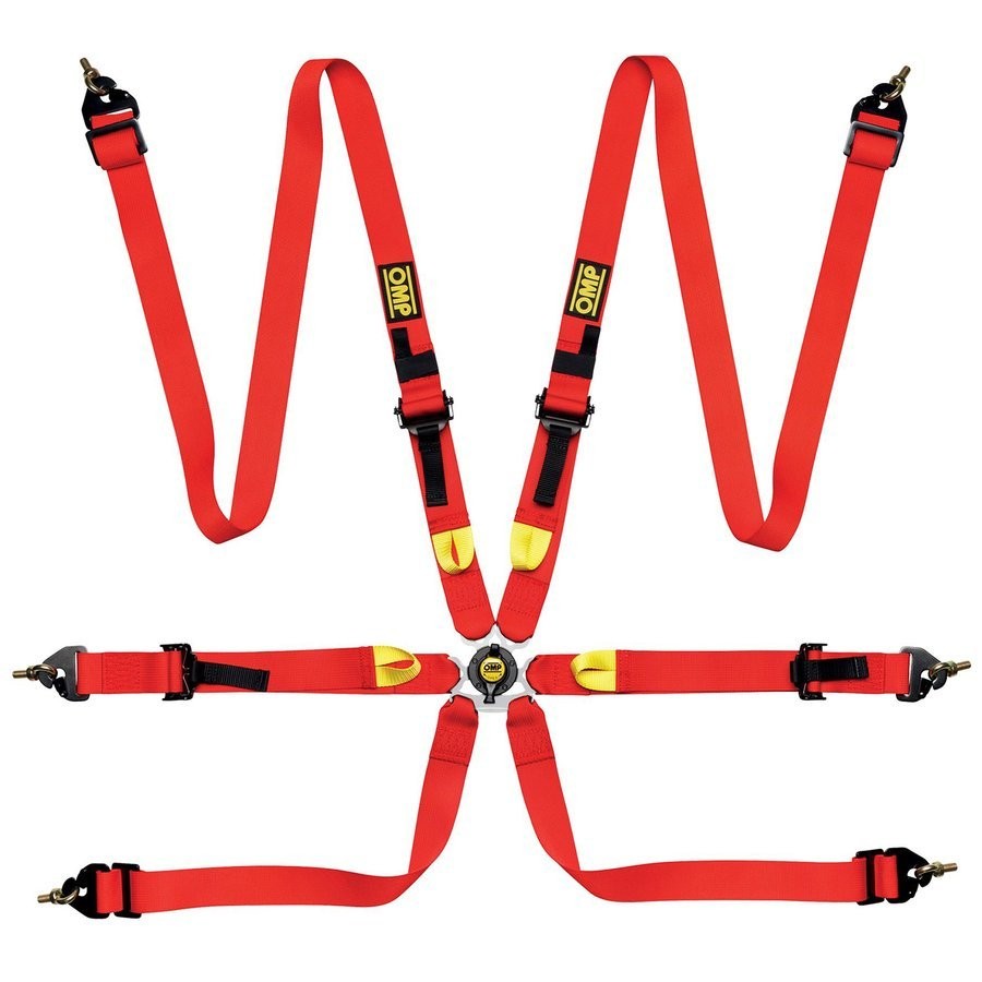 ARNES OMP 6 PUNTOS FIRST 2" FIA 8853-2016 PULL UP - ACERO AJUSTABLE ROJO - OMP original APEXCORSE imagen 1