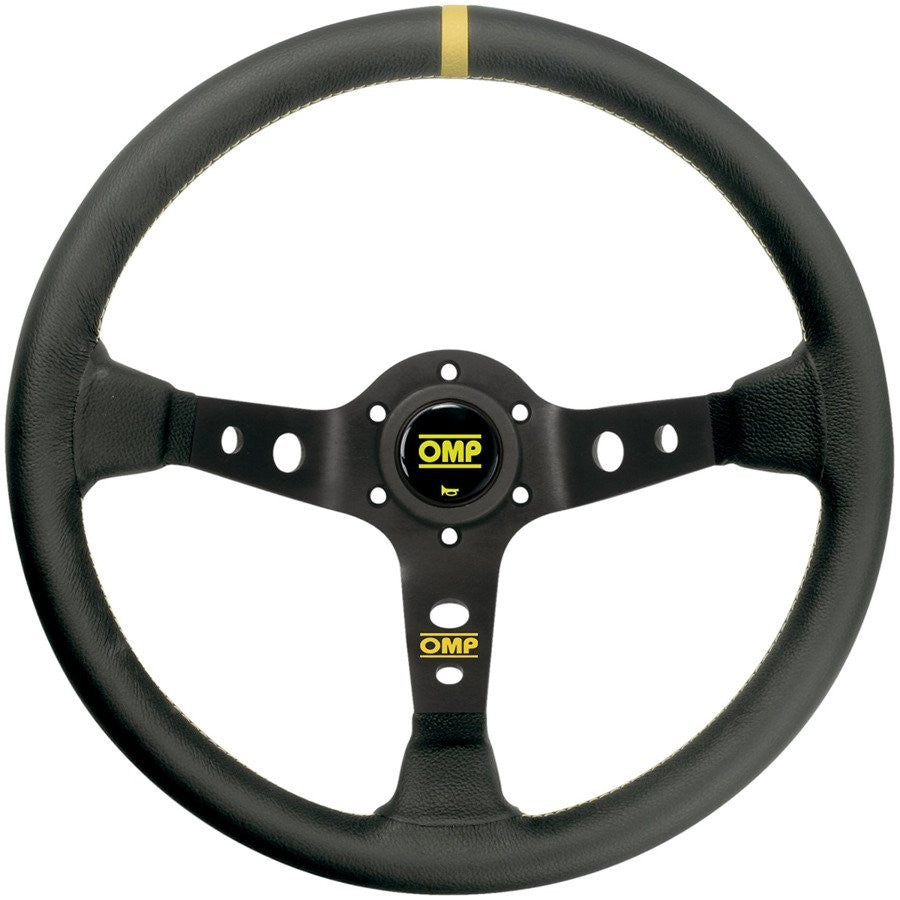 VOLANTE OMP CORSICA PIEL 350MM BRAZOS NEGRO - DETALLE AMARILLO - OMP original APEXCORSE imagen 1