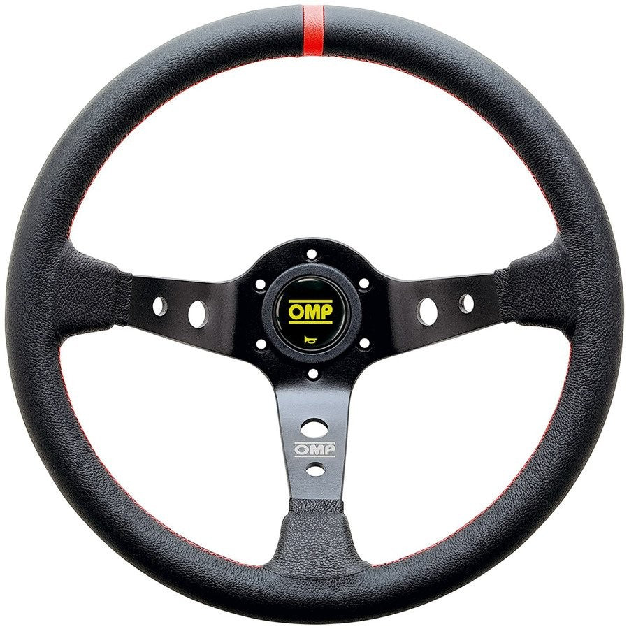 VOLANTE OMP CORSICA PIEL 350MM BRAZOS NEGRO - DETALLE ROJO - OMP original APEXCORSE imagen 1