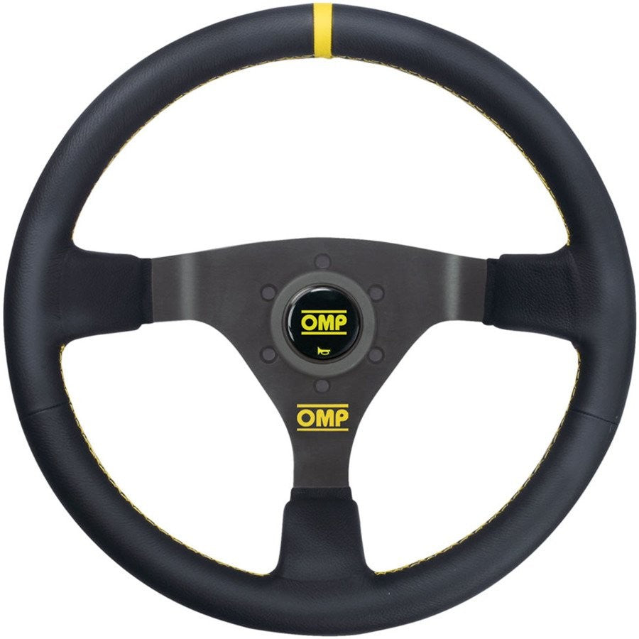 VOLANTE OMP WRC PIEL 350MM NEGRO - DETALLE AMARILLO - OMP original APEXCORSE imagen 1