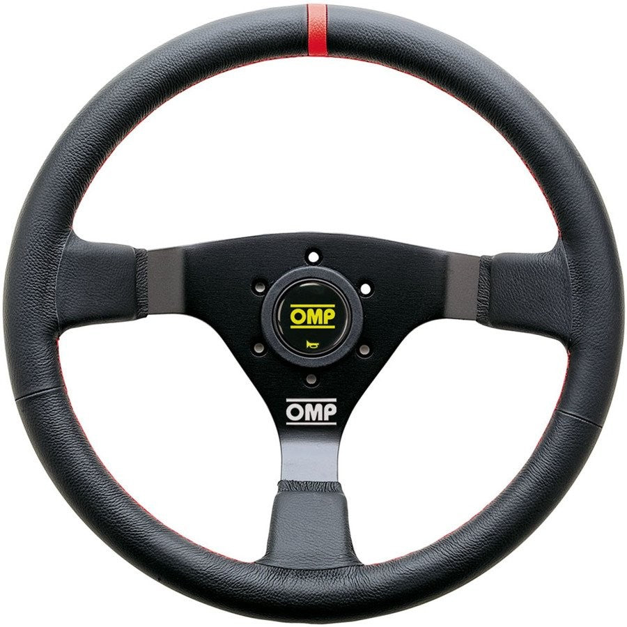 VOLANTE OMP WRC PIEL 350MM NEGRO - DETALLE ROJO - OMP original APEXCORSE imagen 1