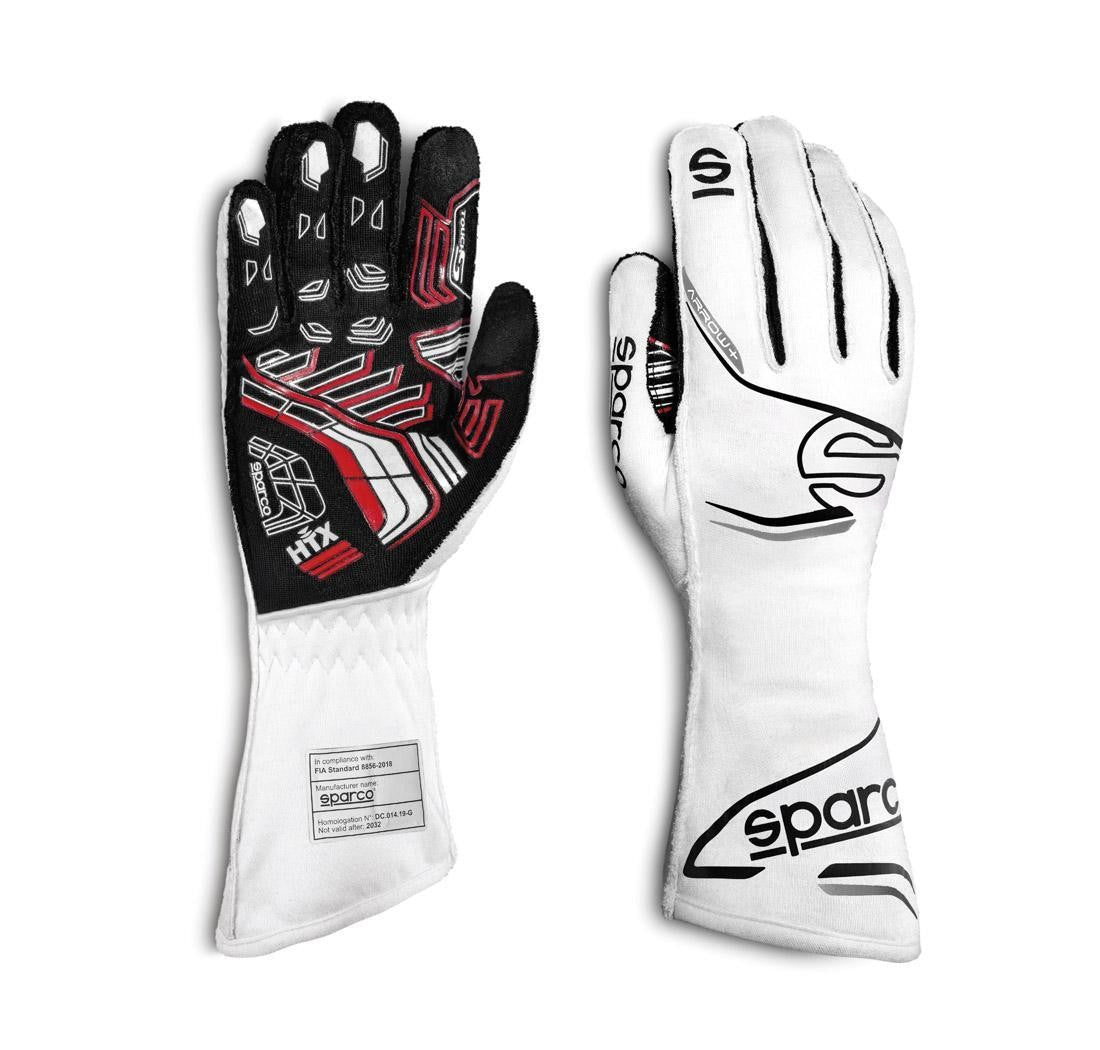 Guantes Sparco Arrow+ Talla 08 Blanco/Negro - Sparco original | APEXCORSE