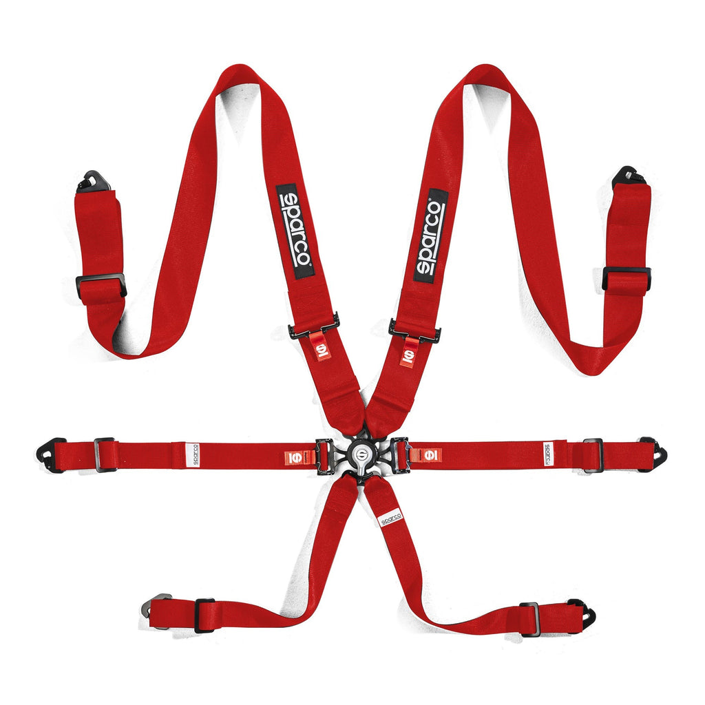 Arnes Sparco 6 Puntos De 3"+2" H3 Acero 6P Mosqueton Rojo - Sparco original | APEXCORSE