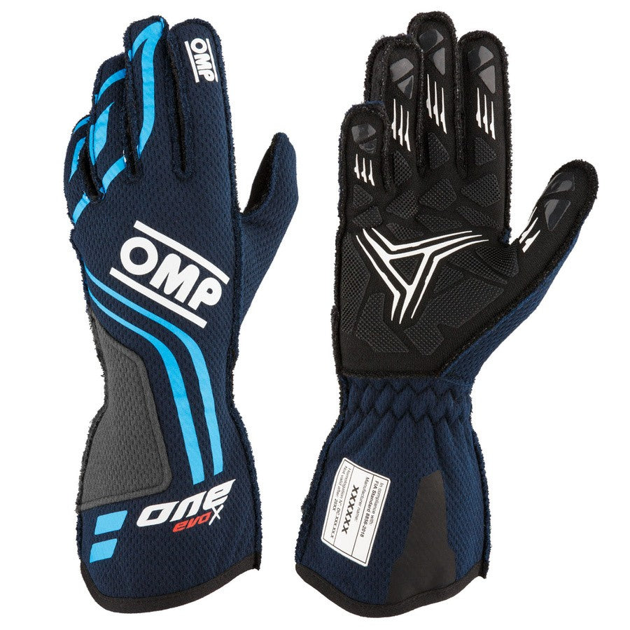GUANTES OMP ONE EVO-X MY24 FIA 8856-2018 AZUL MARINO / CIAN TALLA M - OMP original APEXCORSE imagen 1