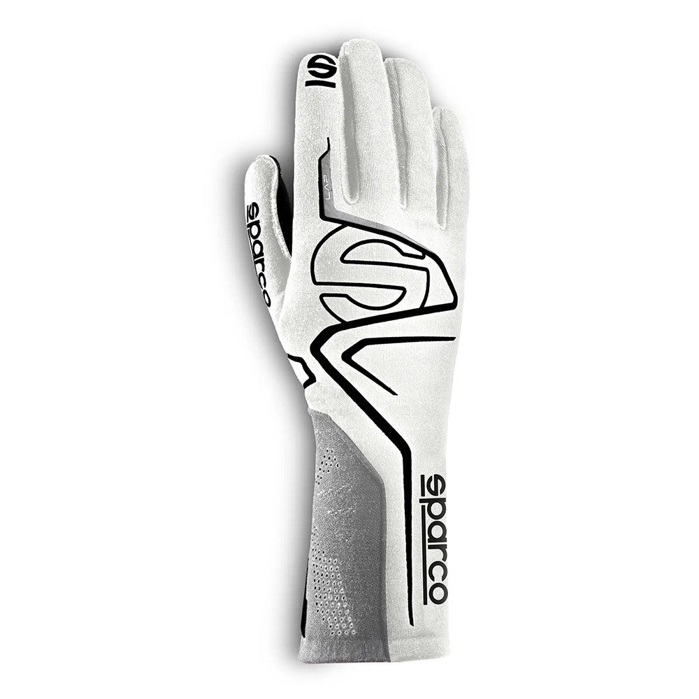 Sparco Guantes Lap FIA 8856-2018 Talla 08 Blanco/Negro - Sparco original | APEXCORSE