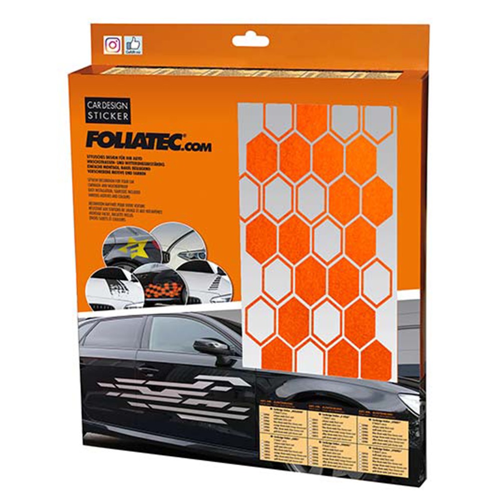 FOLIATEC Vinilo Decorativo Para Coche Diseéo Hexagon Naranja - FOLIATEC original APEXCORSE