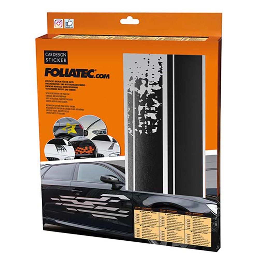 FOLIATEC Vinilo Decorativo Para Coche Diseéi Rayas Negra Mate 22 x 150 Cm 2 Piezas - FOLIATEC original APEXCORSE