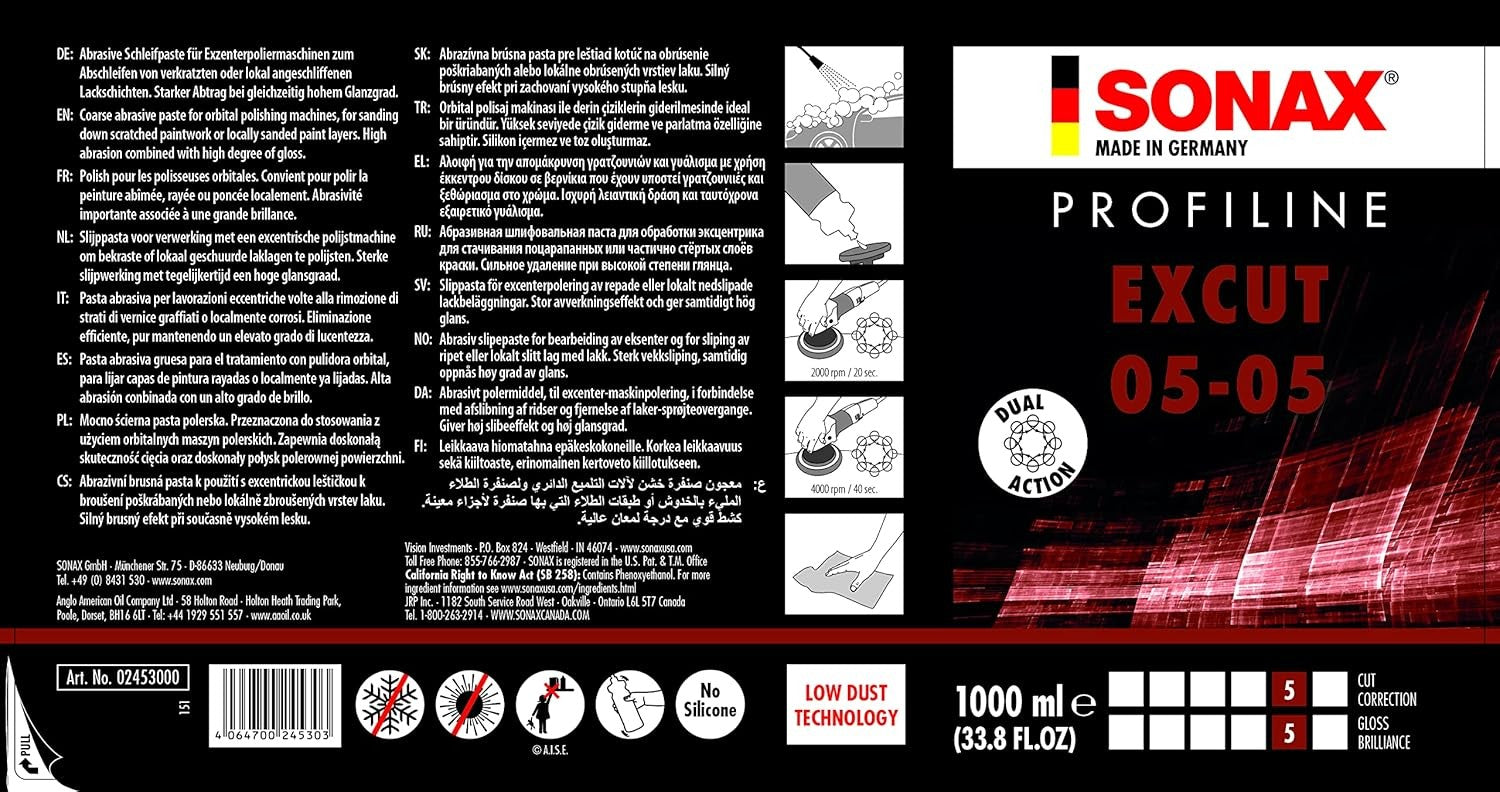 SONAX PROFILINE EXCUT 05-05 (1L) PASTA DE LIJADO ABRASIVA - Imagen 2 SONAX APEXCORSE