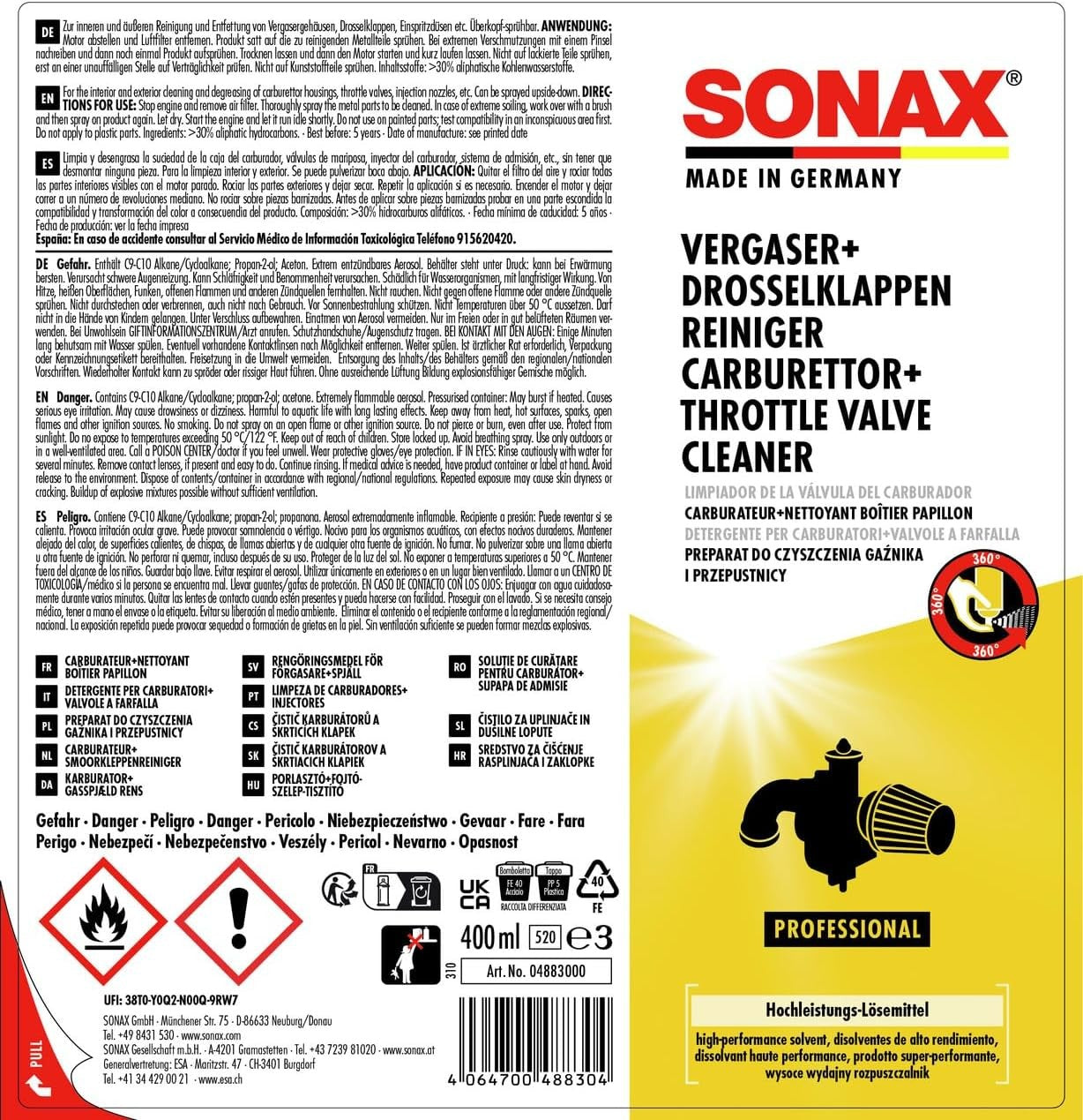 SONAX LIMPIADOR DE LA VÁLVULA DEL CARBURADOR - Imagen 2 SONAX APEXCORSE