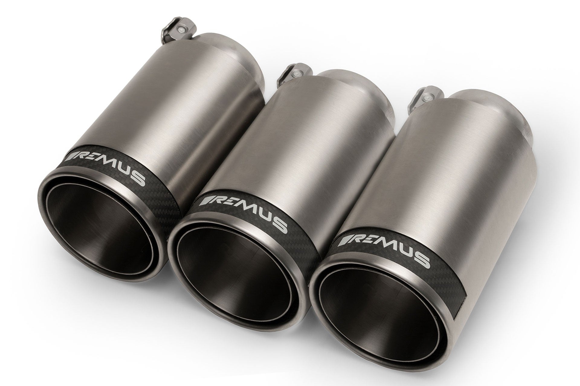 Set De 3 Colas REMUS De 98Mm Cromo Con Insercion De Carbono - REMUS original | APEXCORSE