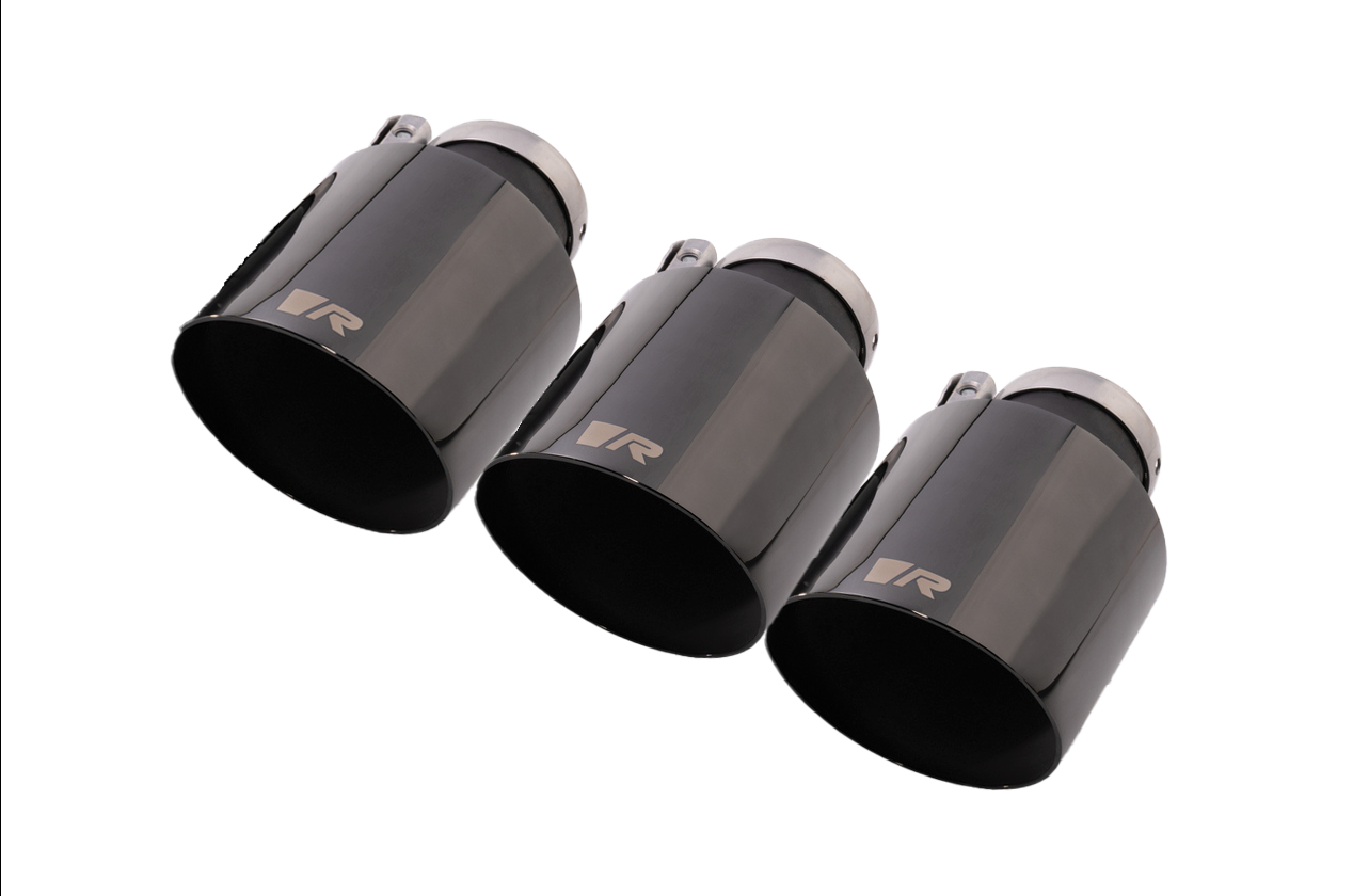 Set De 3 Colas REMUS De 102Mm(Corta) Corte Recto Y Angulado Cromo Negro - REMUS original | APEXCORSE