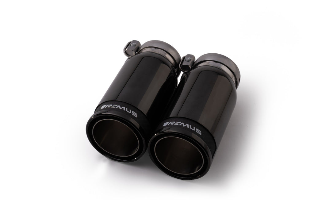 Set De 2 Colas REMUS De 84Mm Negras Insercion Carbono - REMUS original | APEXCORSE