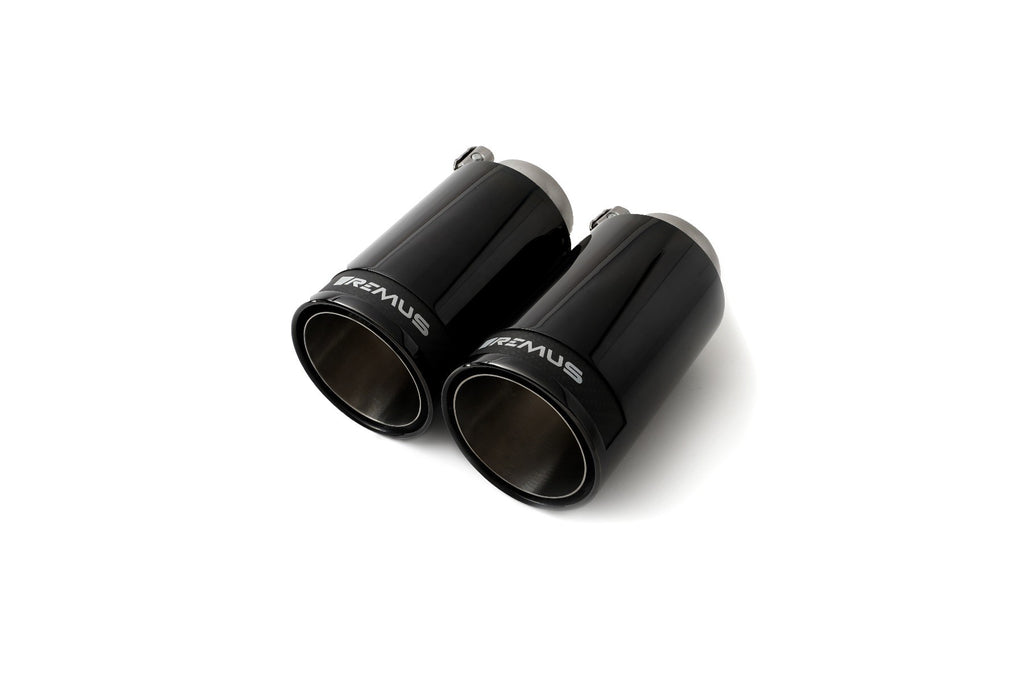 Set De 2 Colas REMUS De 98Mm Cromo Negro Con Insercion De Carbono - REMUS original | APEXCORSE