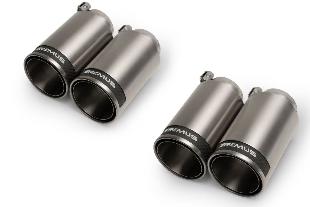 Set De 4 Colas REMUS De 98Mm Cromo Con Insercion De Carbono - REMUS original | APEXCORSE