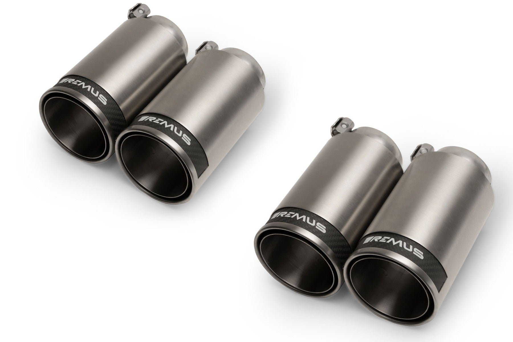 Set De 4 Colas REMUS De 98Mm Cromo Con Insercion De Carbono - REMUS original | APEXCORSE