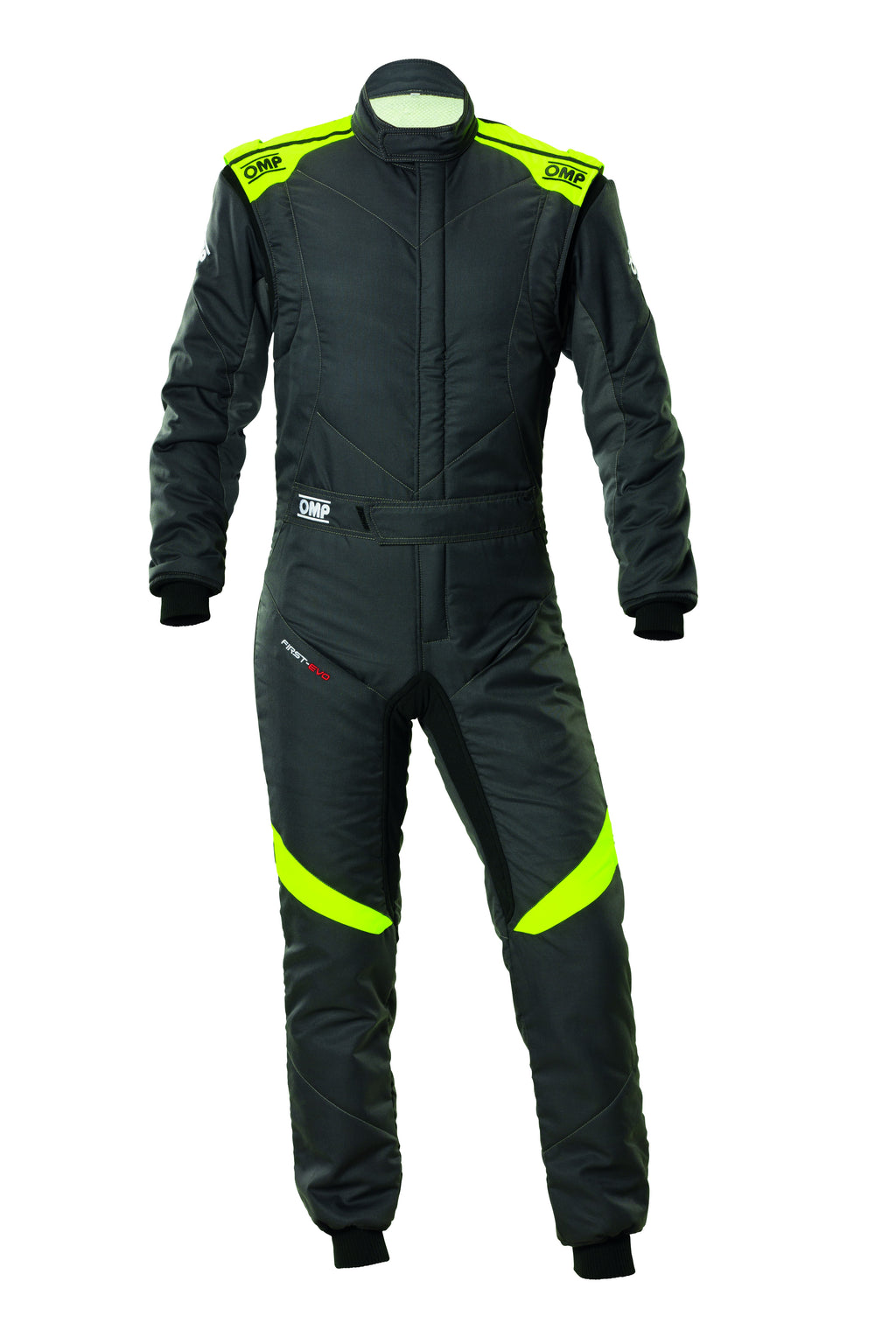 TRAJE DE CARRERAS OMP FIRST EVO MY2025 FIA 8856-2018 ANTRACITA / FLUO AMARILLO TALLA 50 - OMP original APEXCORSE imagen 1