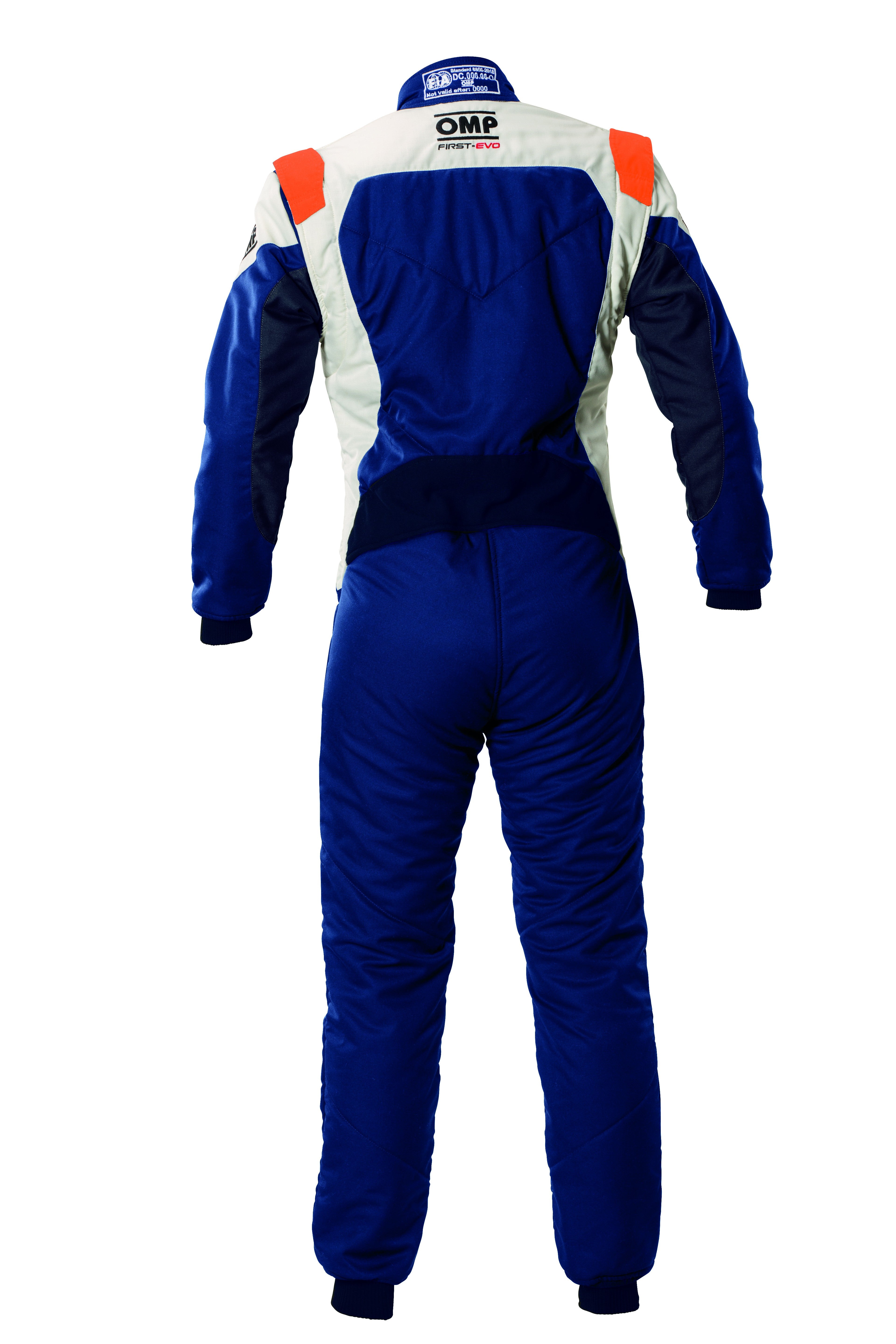 TRAJE DE CARRERAS OMP FIRST EVO MY2025 FIA 8856-2018 NAVY AZUL / FLUO NARANJA TALLA 56 - OMP original APEXCORSE imagen 2