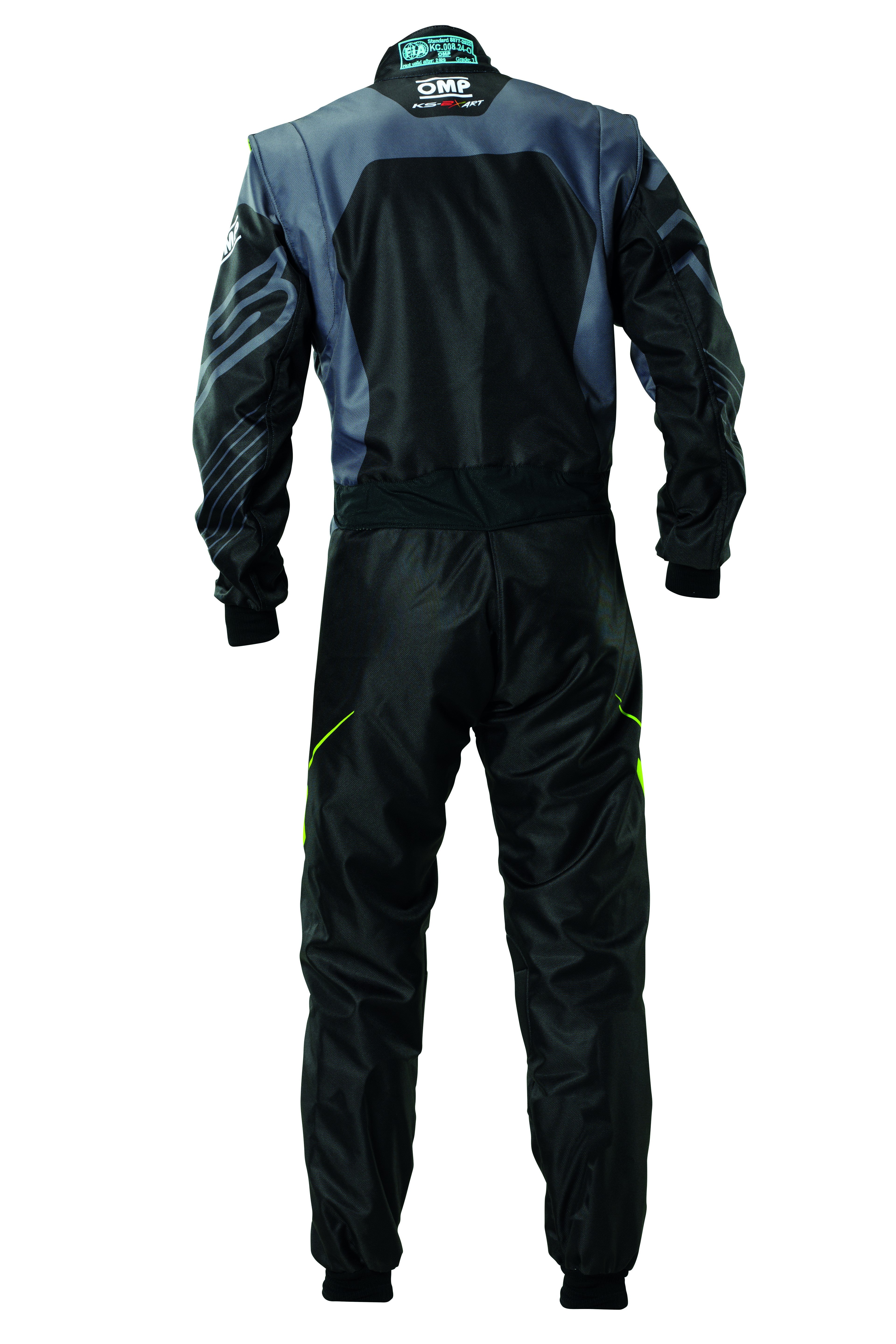 TRAJE DE CARRERAS KARTING OMP KS-2X ART FIA 8877-2022 - PARA NIÑOS NEGRO / FLUO AMARILLO TALLA 120 - OMP original APEXCORSE imagen 2