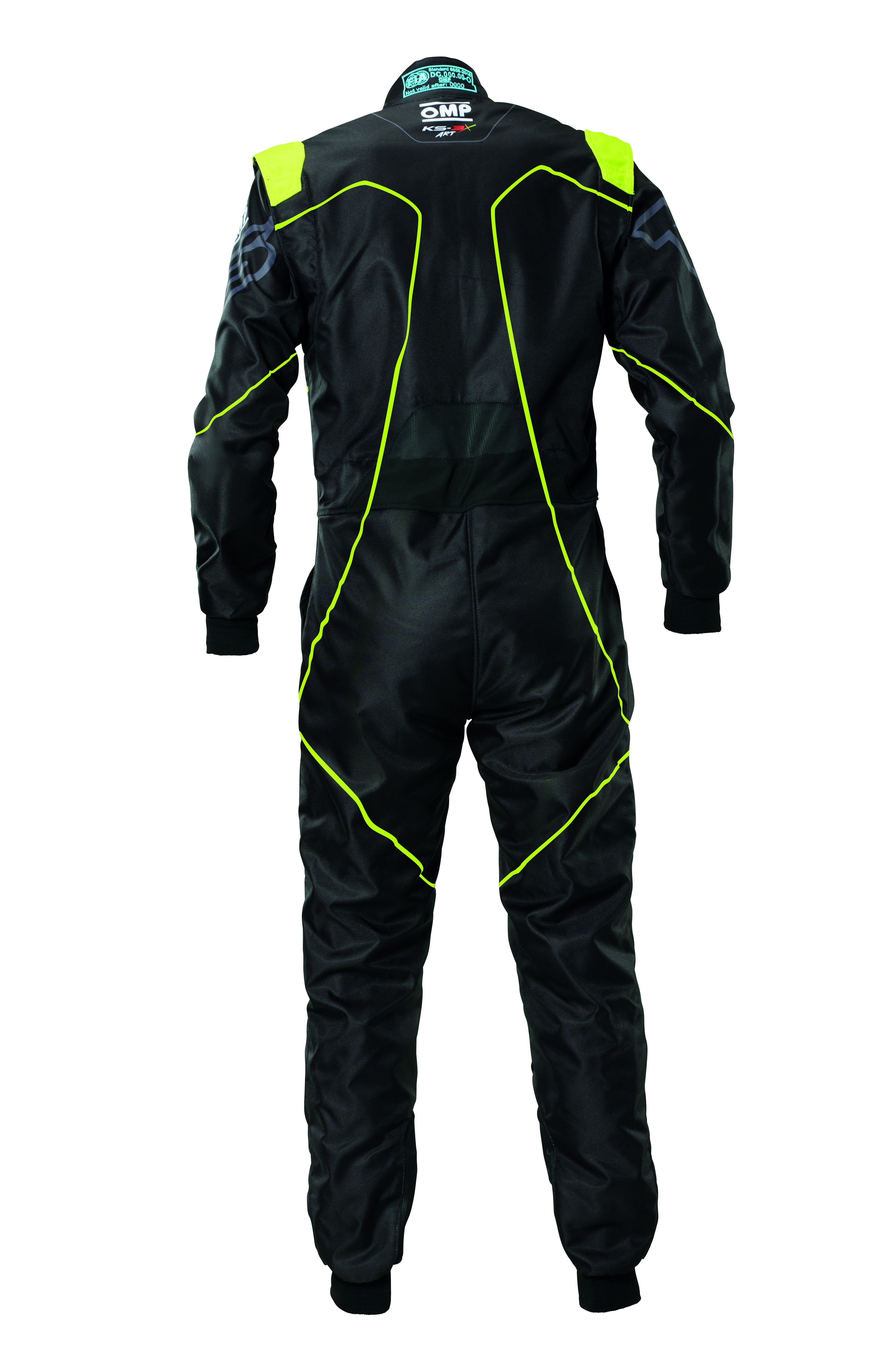 TRAJE DE CARRERAS KARTING OMP KS-3X ART FIA 8877-2022 (NIÑO) NEGRO / AMARILLO FLUOR TALLA 150 - OMP original APEXCORSE imagen 2